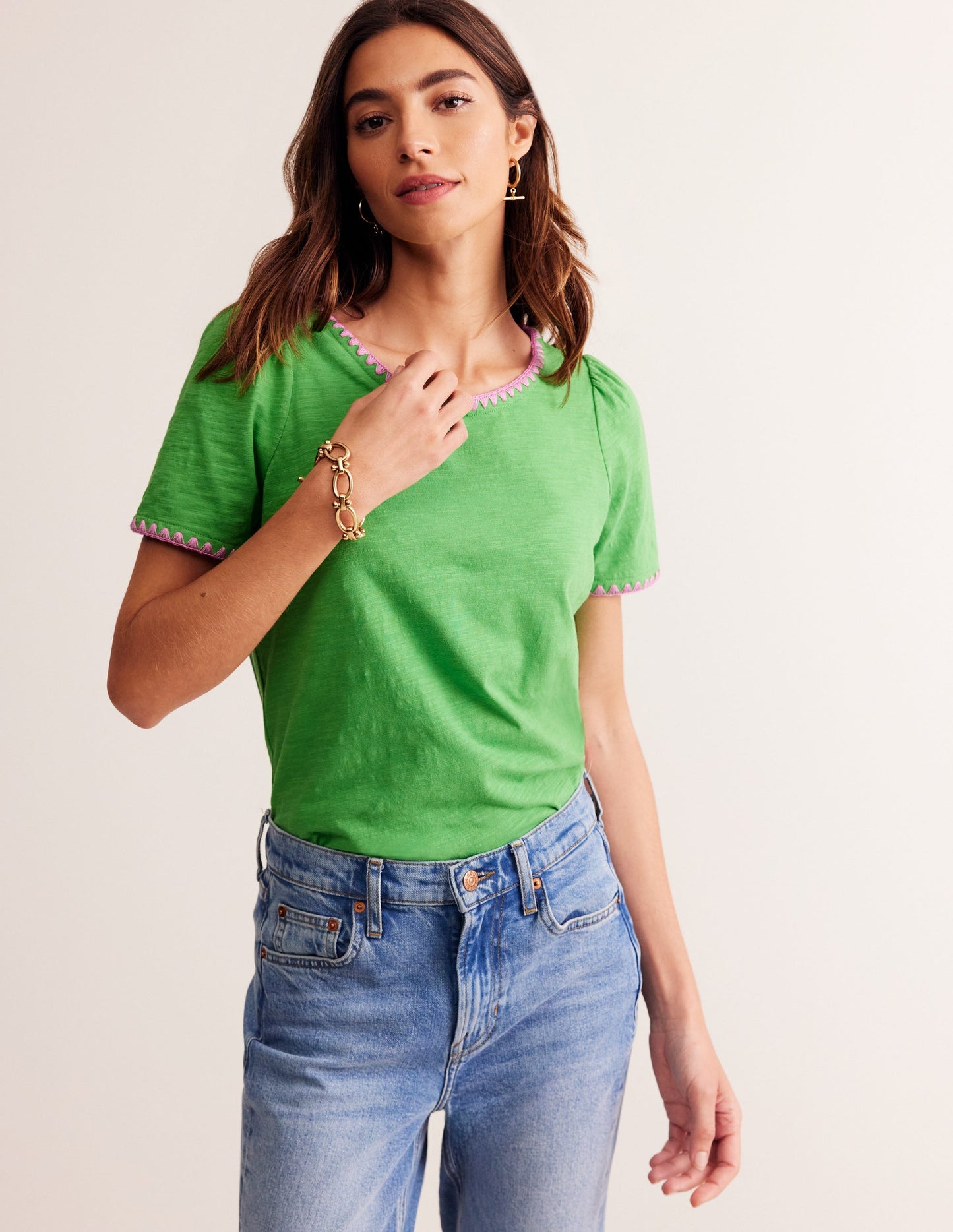 Ali Crochet T-shirt-Kelly Green