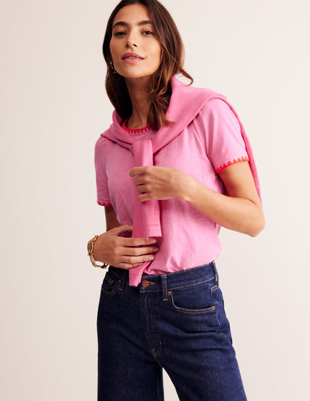 Ali Crochet T-shirt-Sangria Sunset