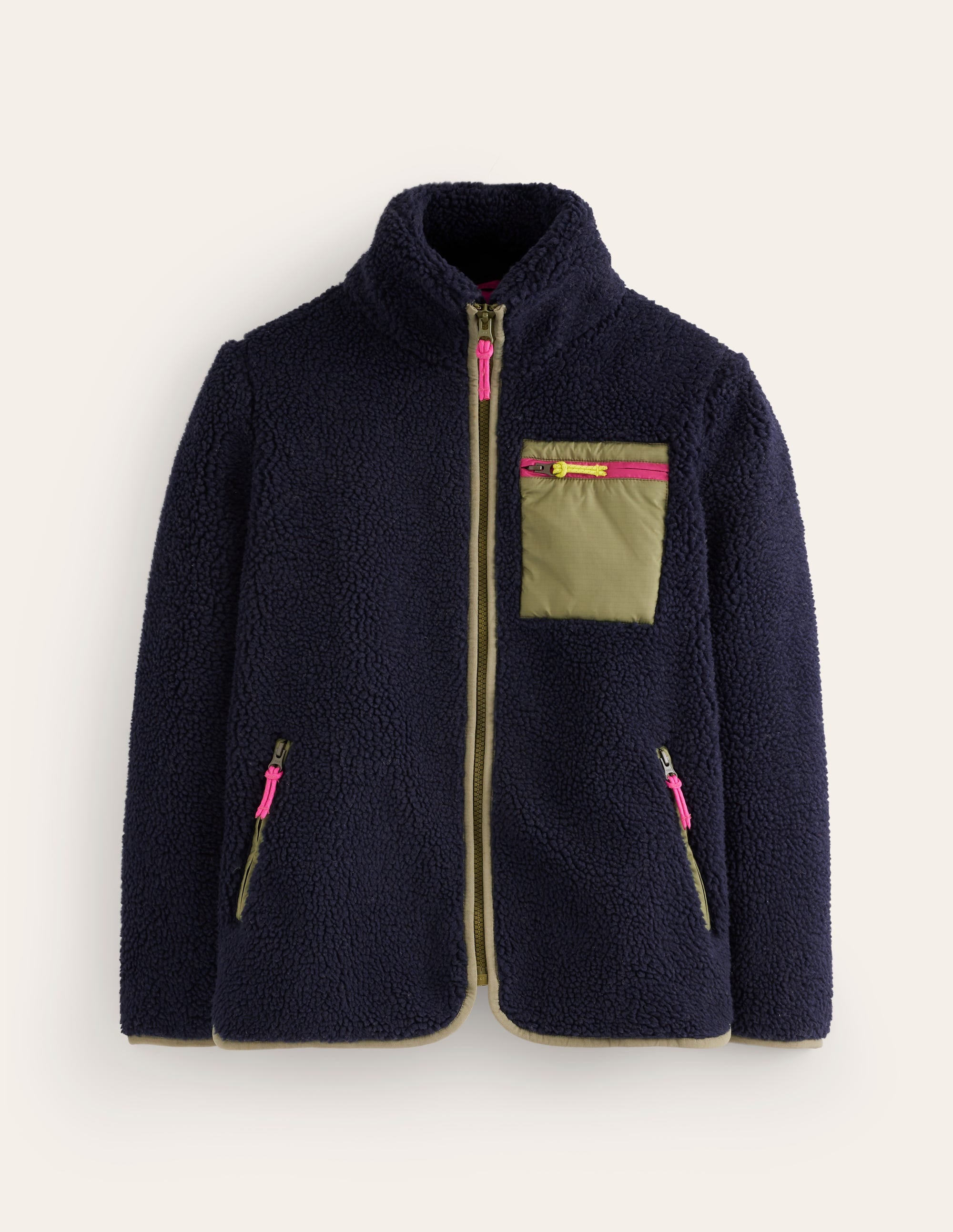 Truro Borg Fleece Jacket-Navy - Image 6