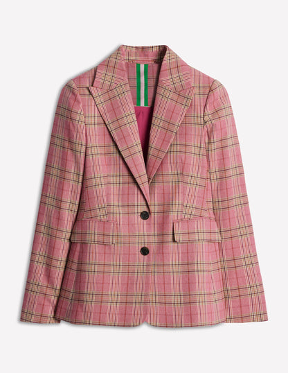 Marylebone Cotton Blazer-Pink Check