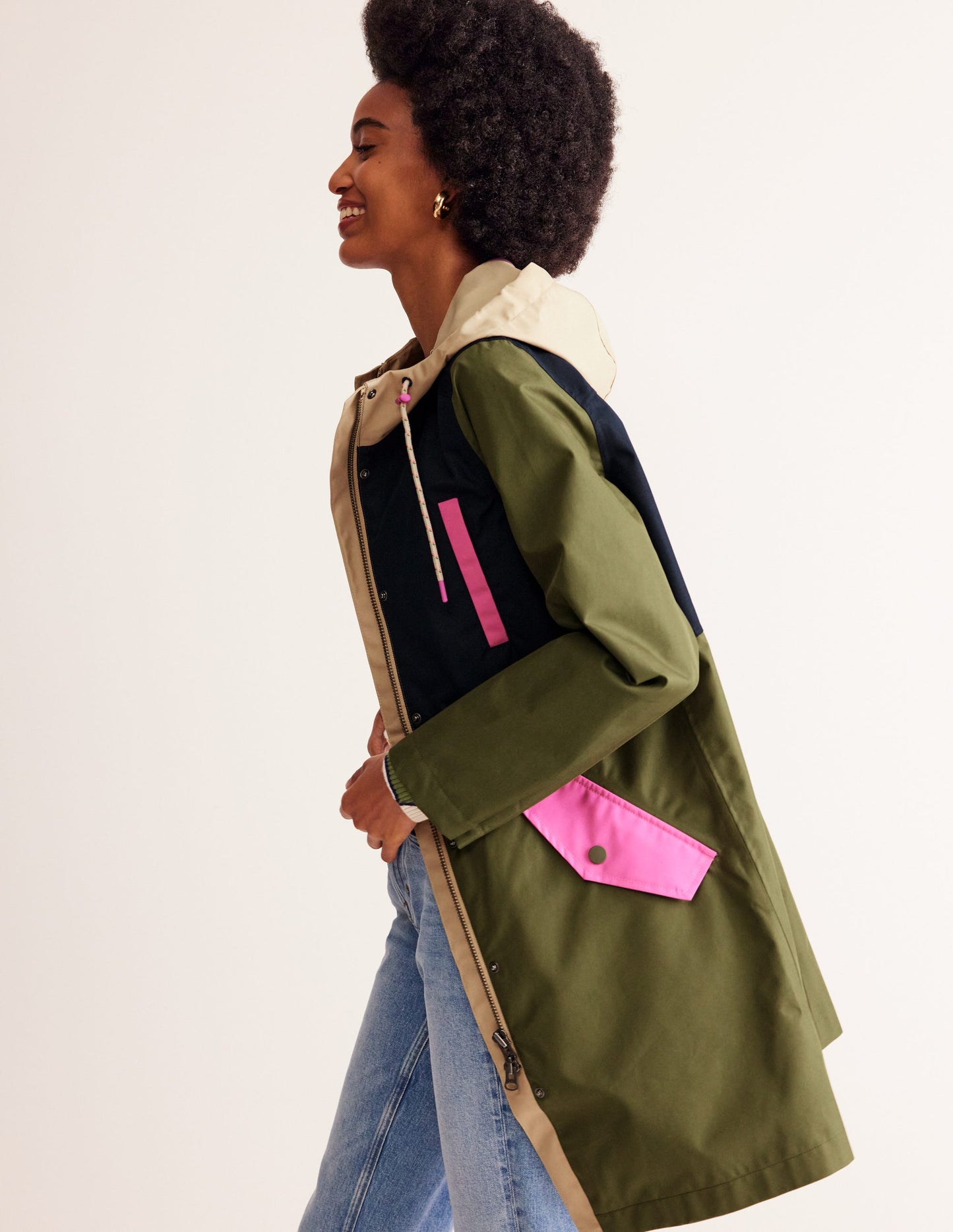 Wells Waterproof Hooded Coat-Multi Colourblock