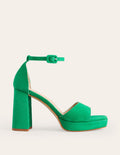 Heeled Platform Sandals-Green