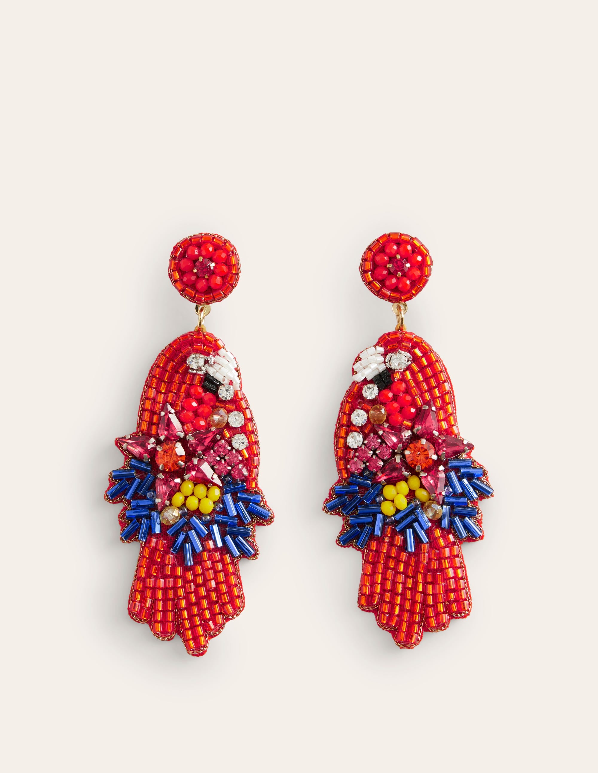 Beady Motif Earrings-Parrot - Image 2