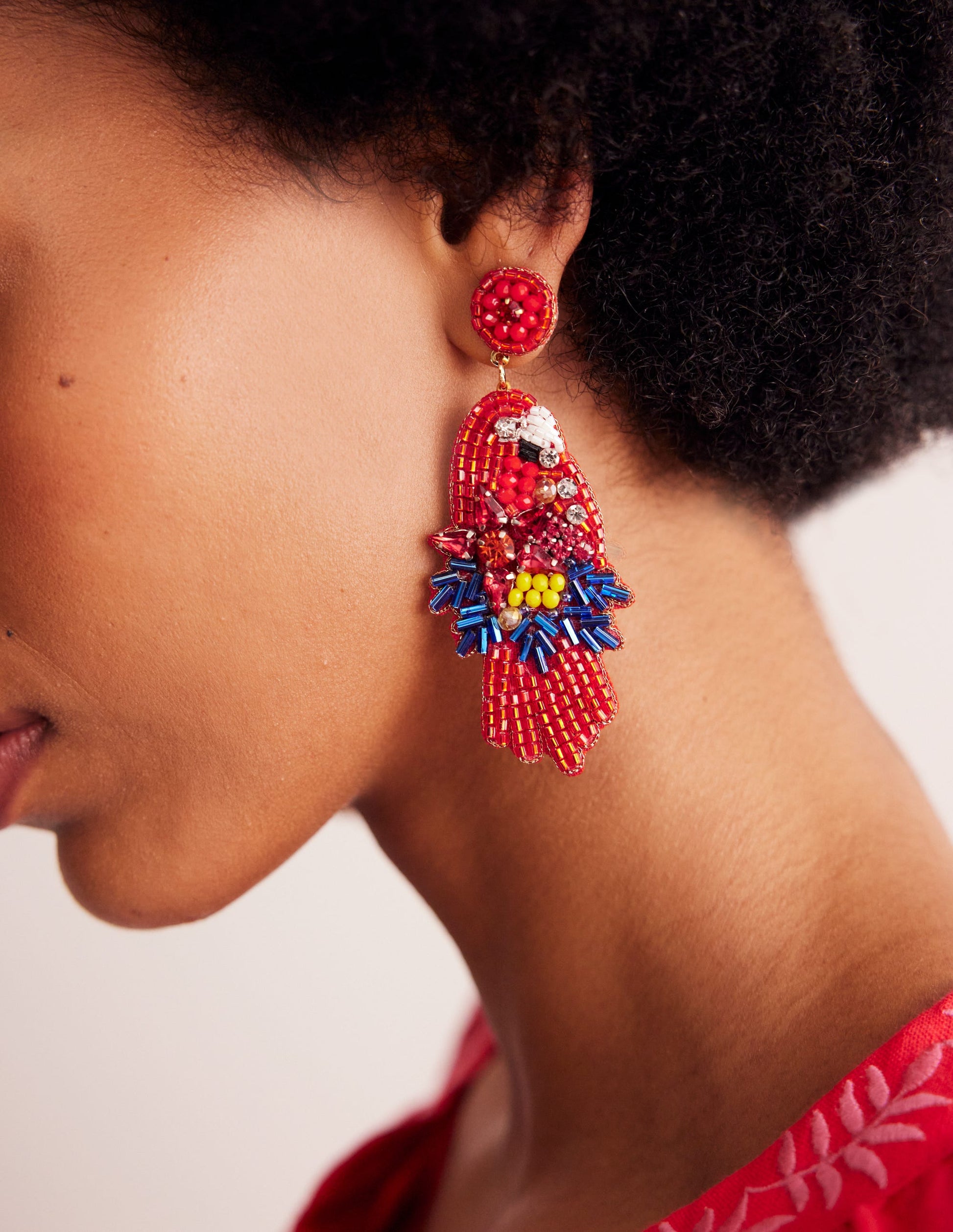 Beady Motif Earrings-Parrot-1