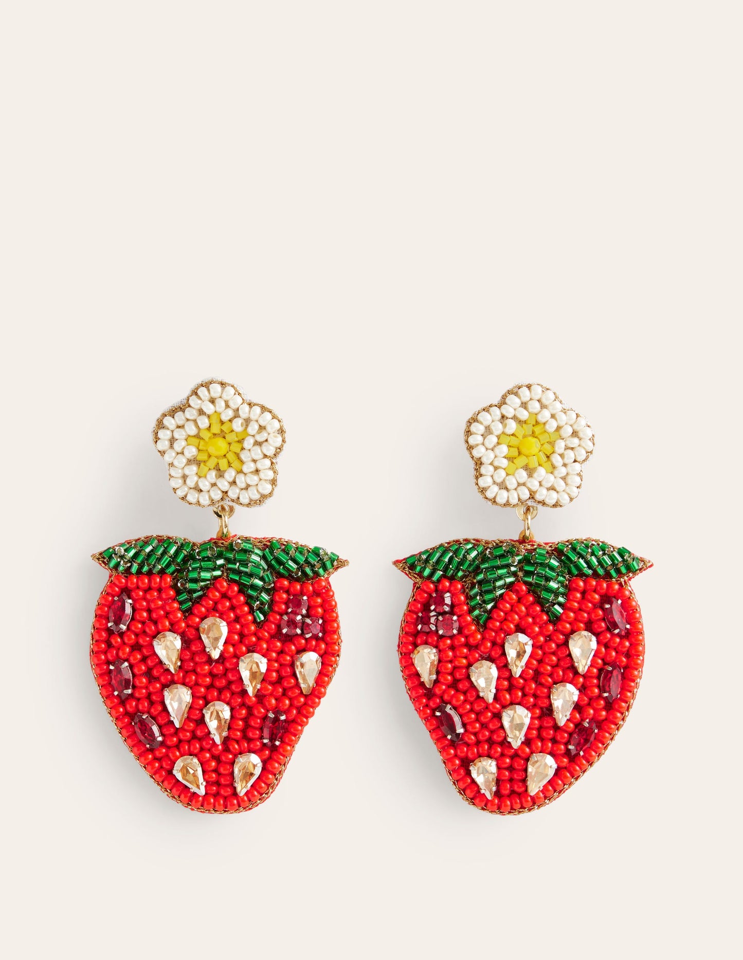 Beady Motif Earrings-Strawberry