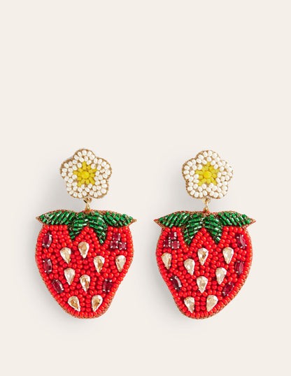 Beady Motif Earrings-Strawberry-2