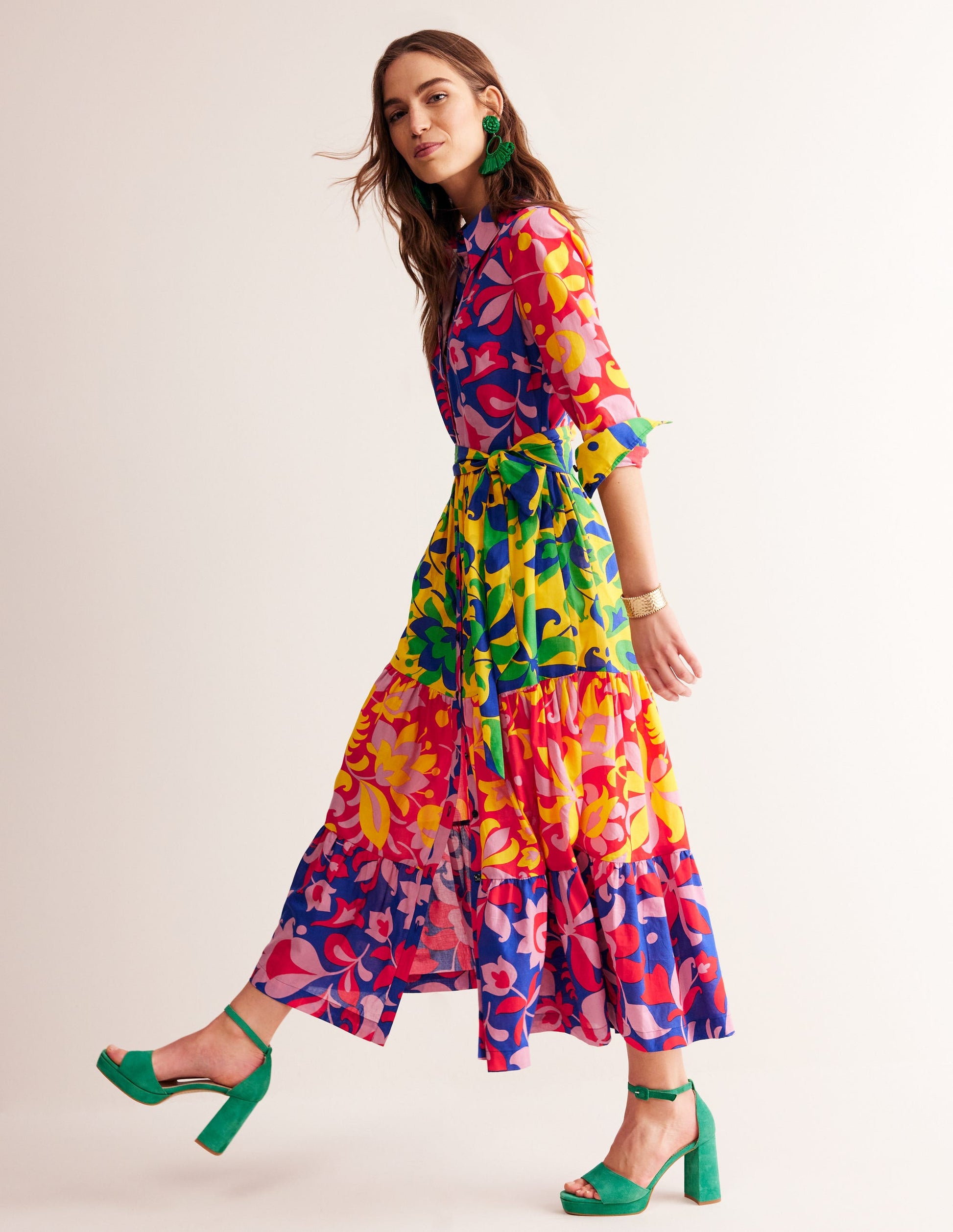 Flo Cotton Midi Shirt Dress-Abstract Tulip, Hotch-1