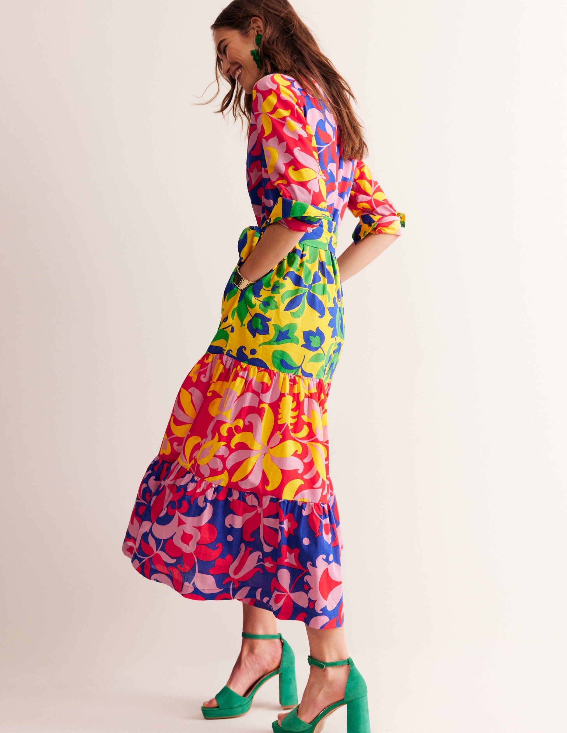 Flo Cotton Midi Shirt Dress-Abstract Tulip, Hotch-4