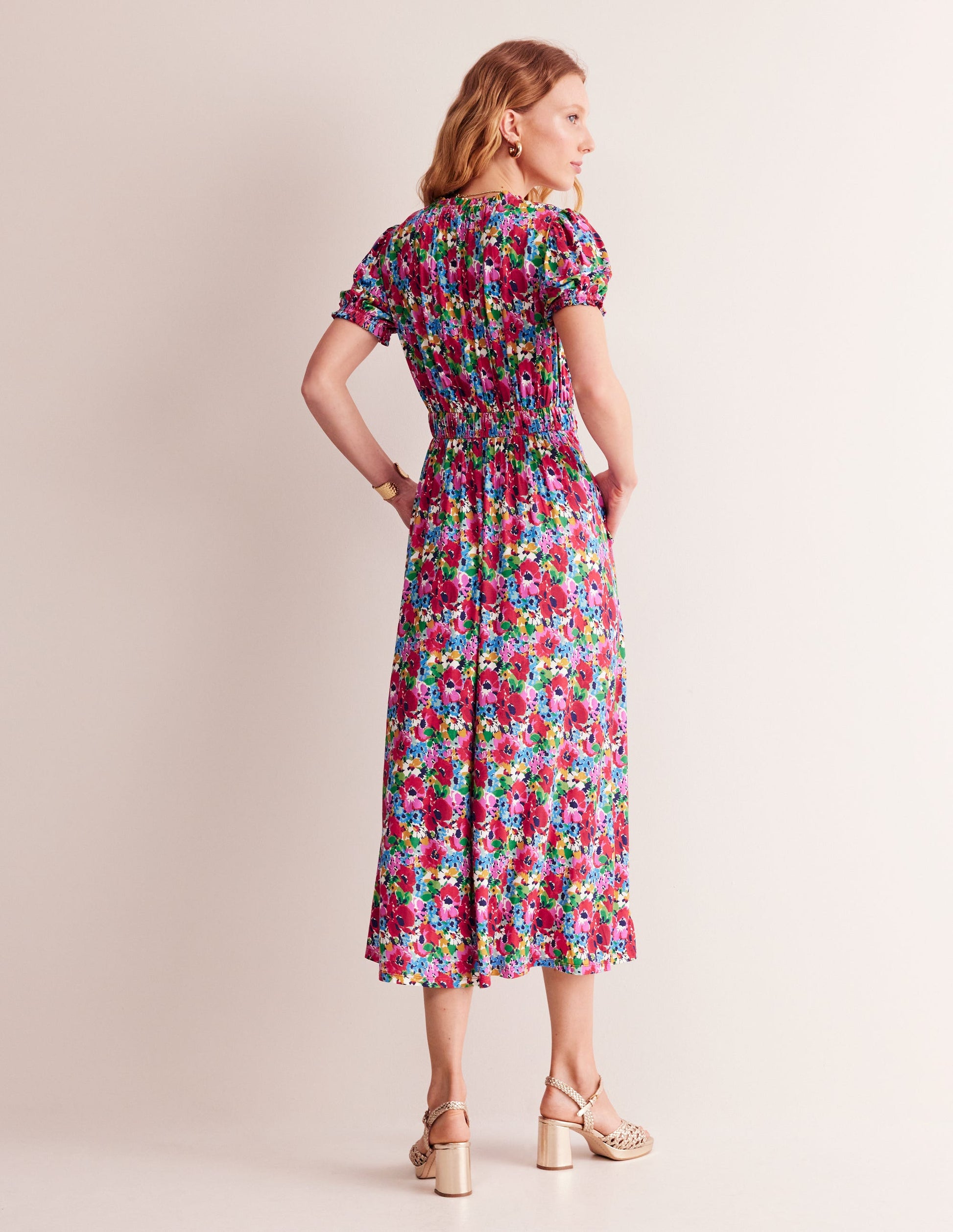 Rosanna Jersey Midi Tea Dress-Multi, Wild Poppy-3