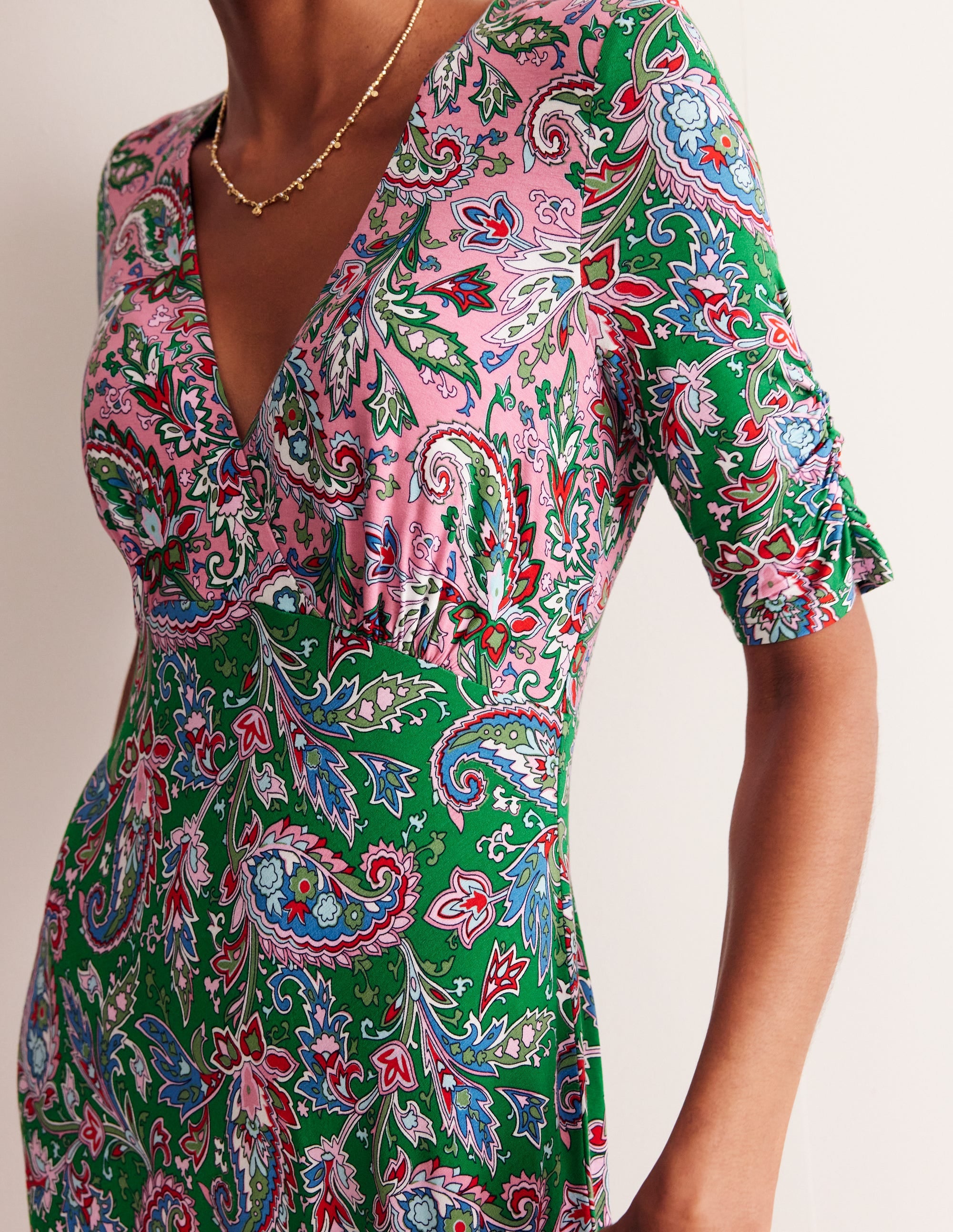 Rebecca Jersey Midi Tea Dress-Cashmere Rose, Paisley Azure - Image 2