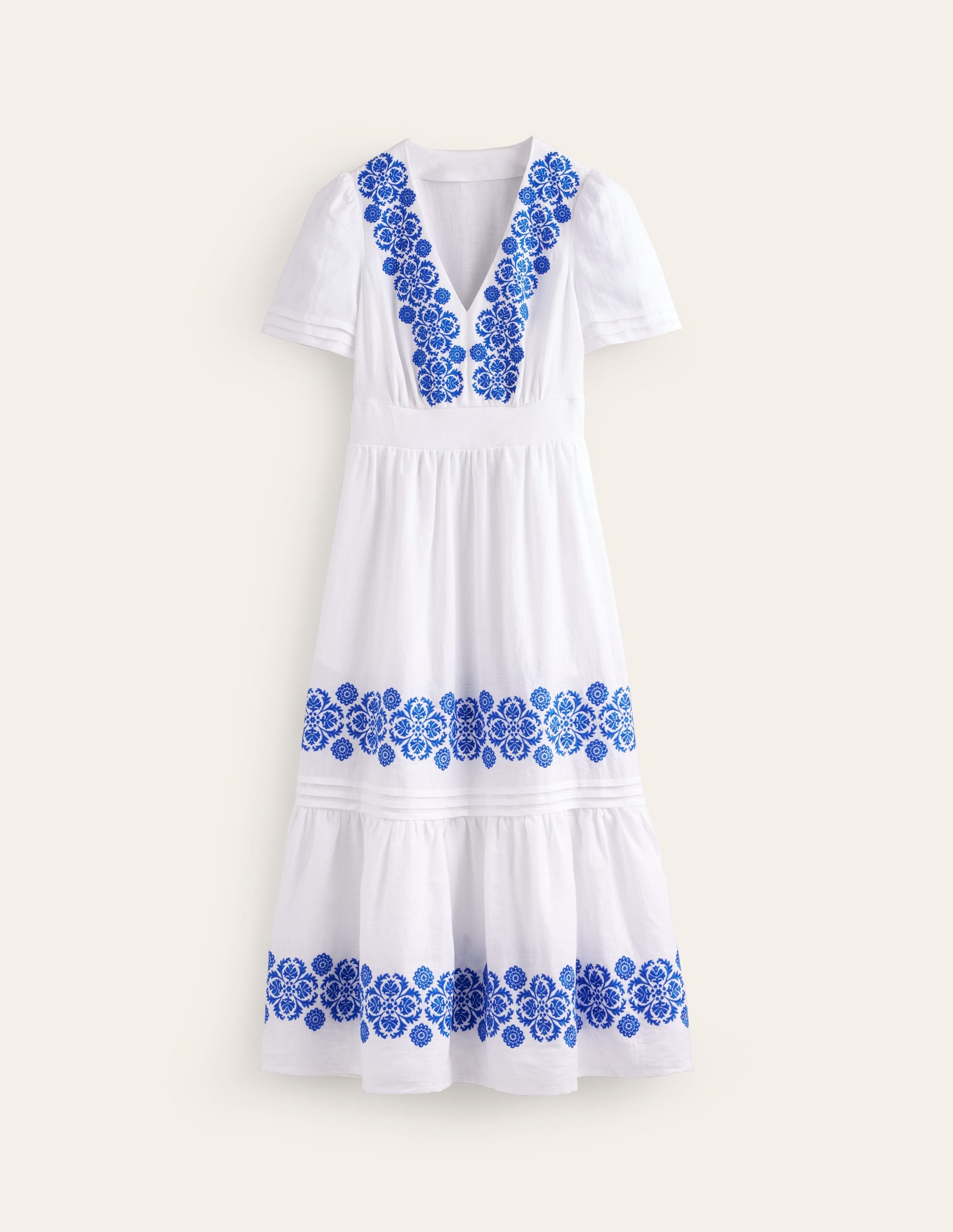 Eve Linen Midi Dress-White-8