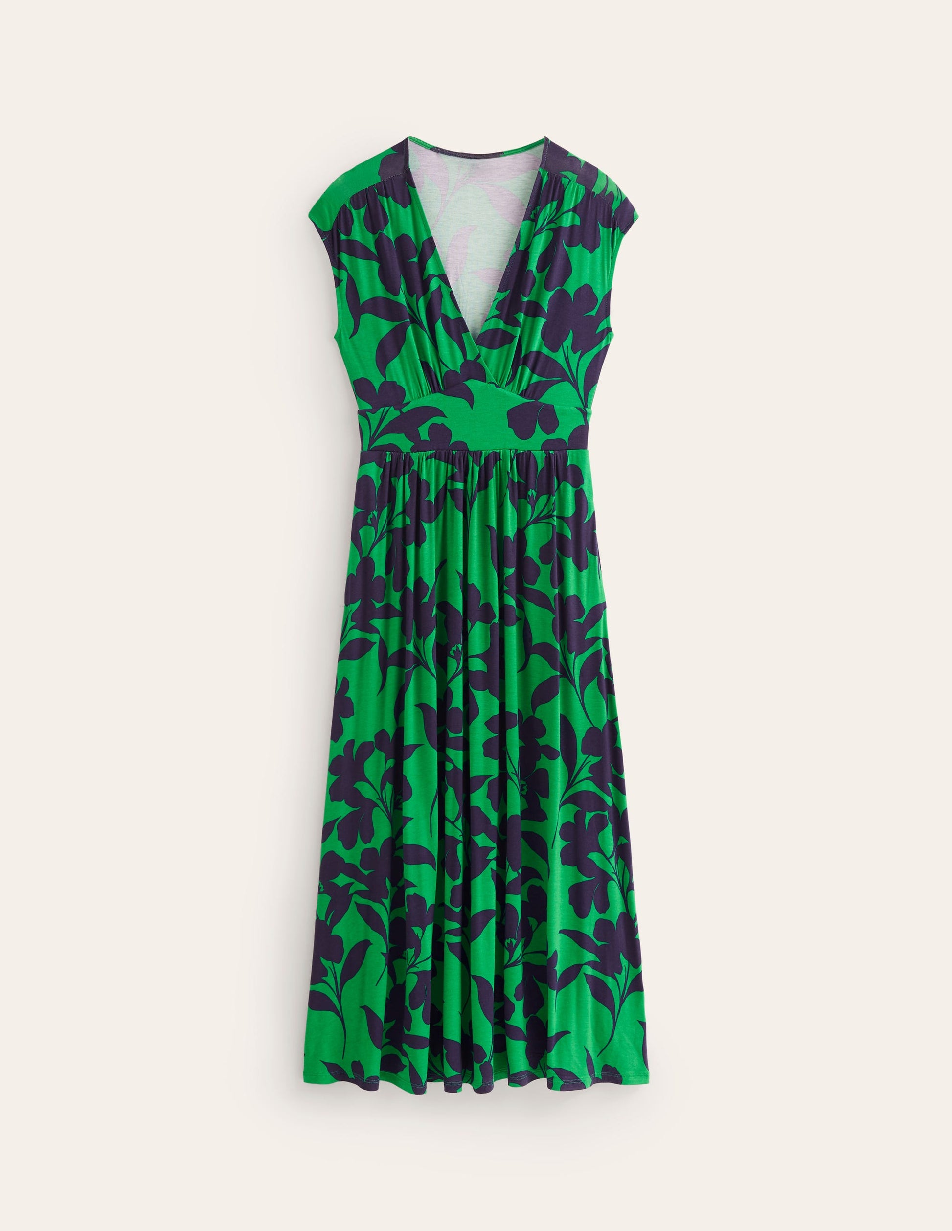 Vanessa Wrap Jersey Maxi Dress-Green, Silhouette Bloom-7