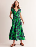 Vanessa Wrap Jersey Maxi Dress-Green, Silhouette Bloom