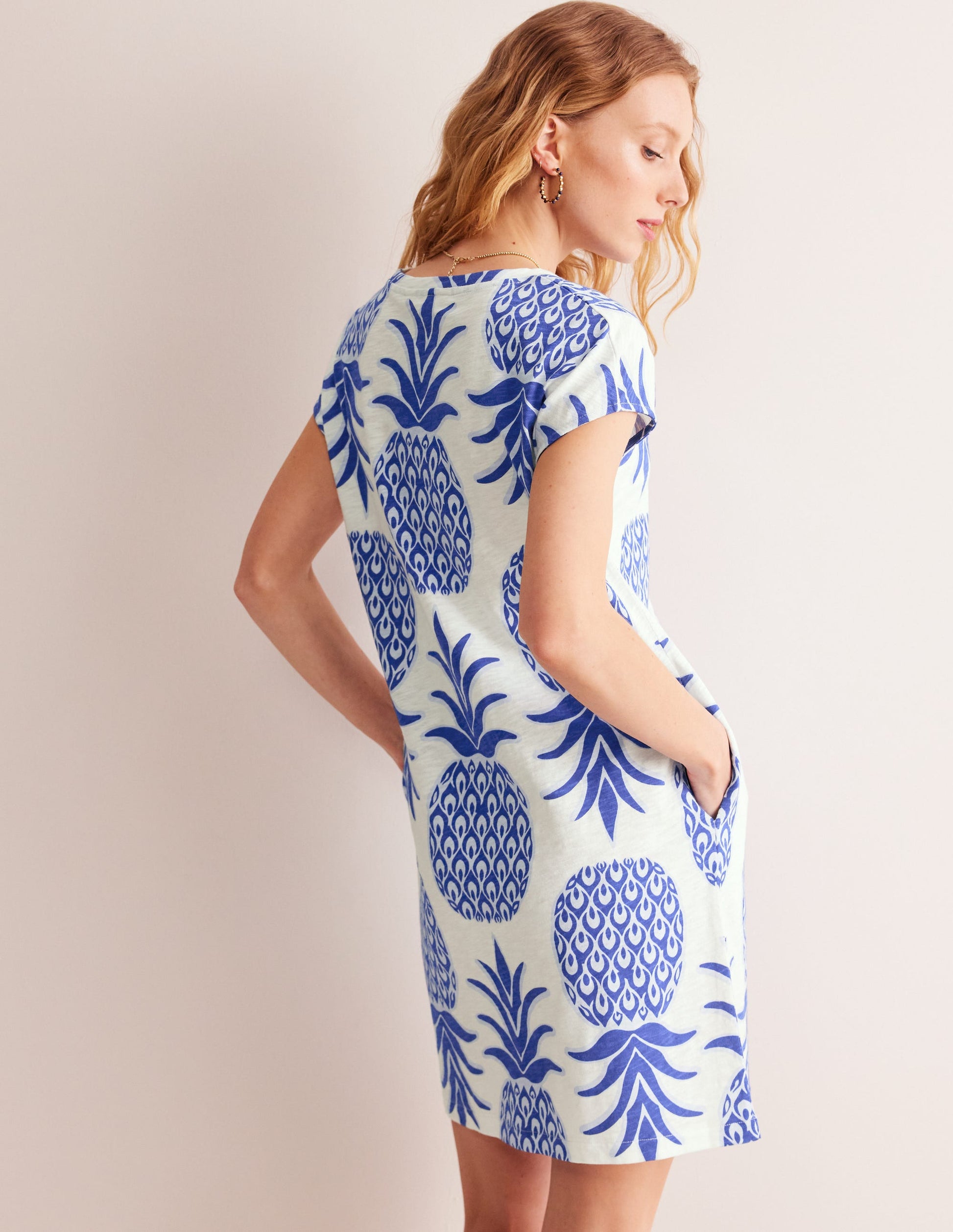 Leah Jersey T-shirt Dress-Surf The Web, Pineapple Pop-3