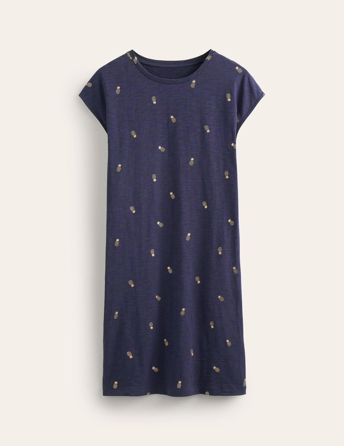 Leah Jersey T-shirt Dress-French Navy, Pineapple Foil - Image 6