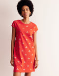 Leah Jersey T-shirt Dress-Flame Scarlet, Passion Stem