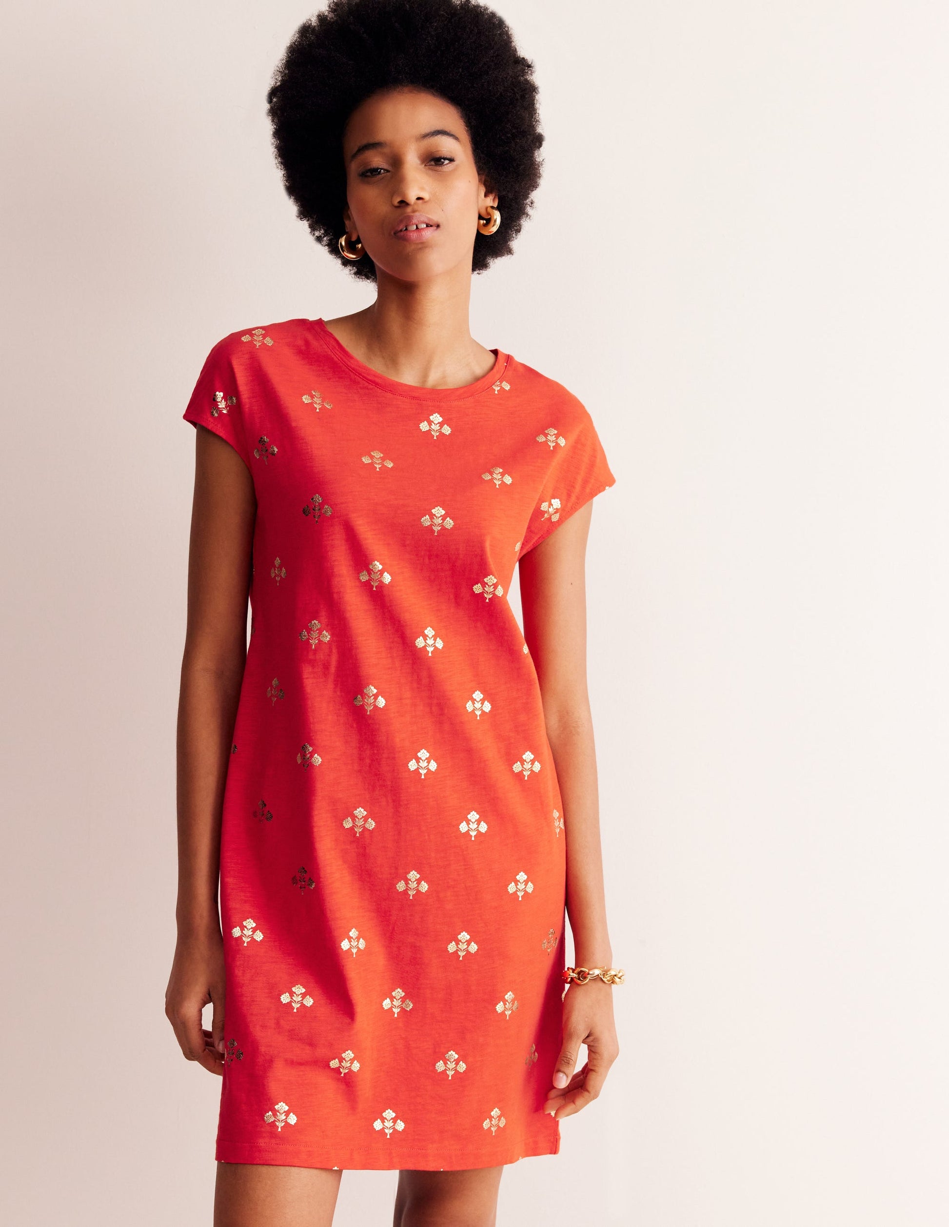 Leah Jersey T-shirt Dress-Flame Scarlet, Passion Stem-1