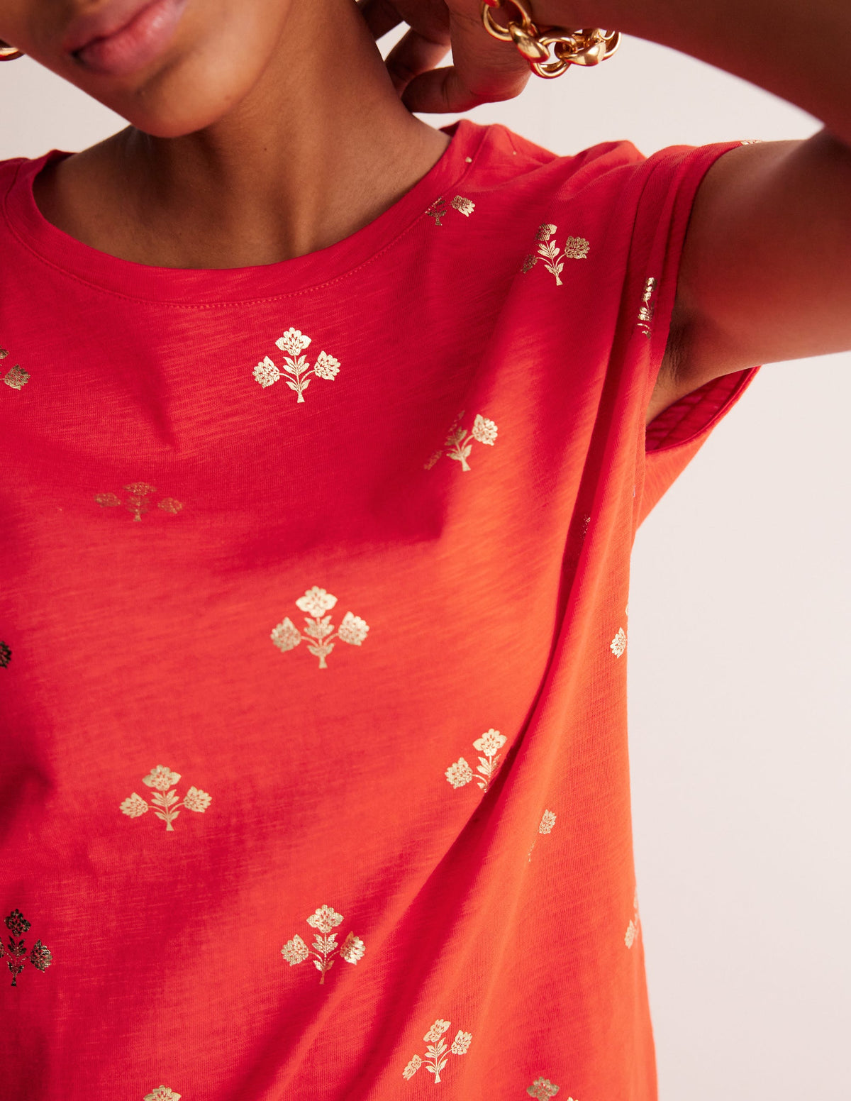 Leah Jersey T-shirt Dress-Flame Scarlet, Passion Stem-2