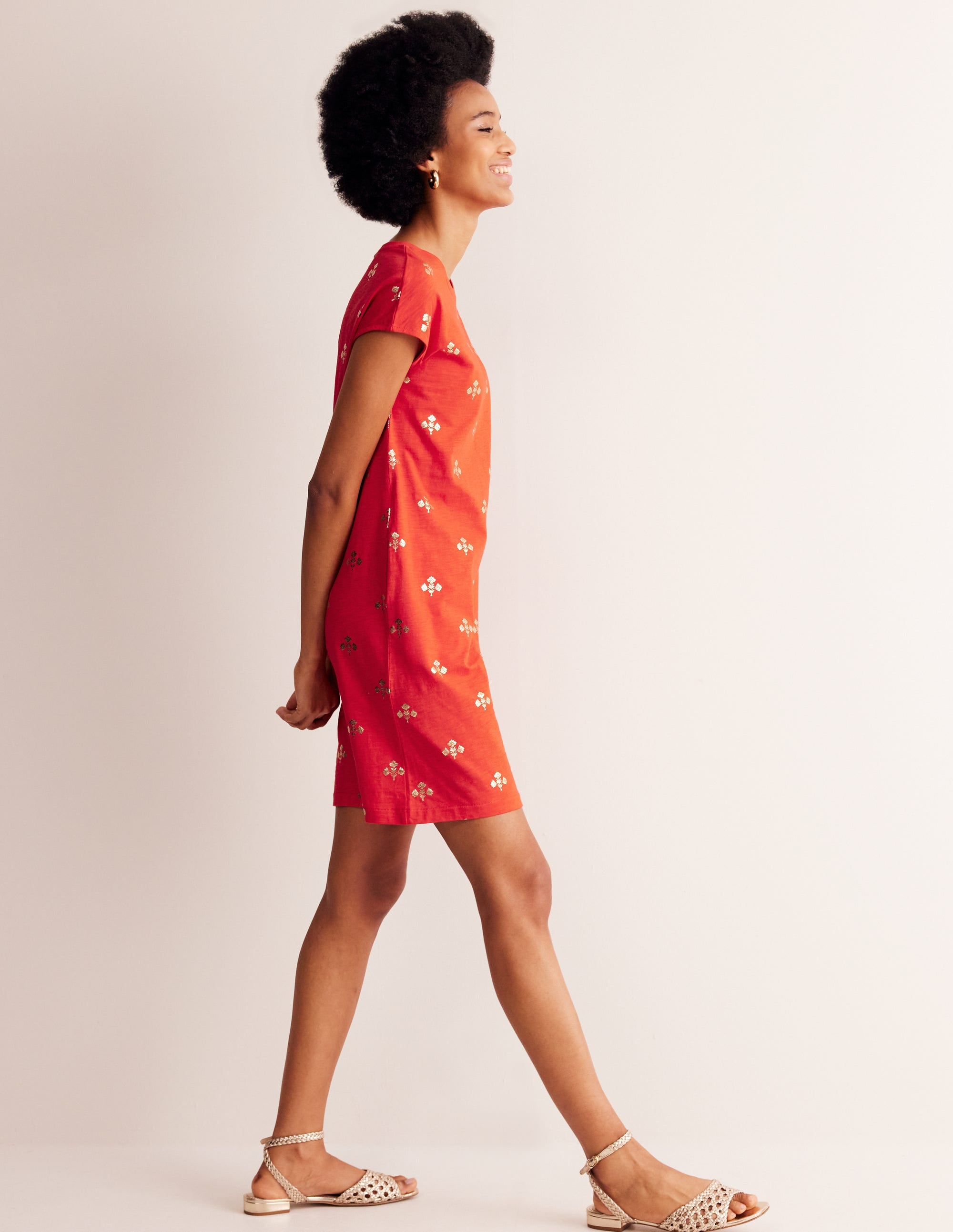 Leah Jersey T-shirt Dress-Flame Scarlet, Passion Stem - Image 4