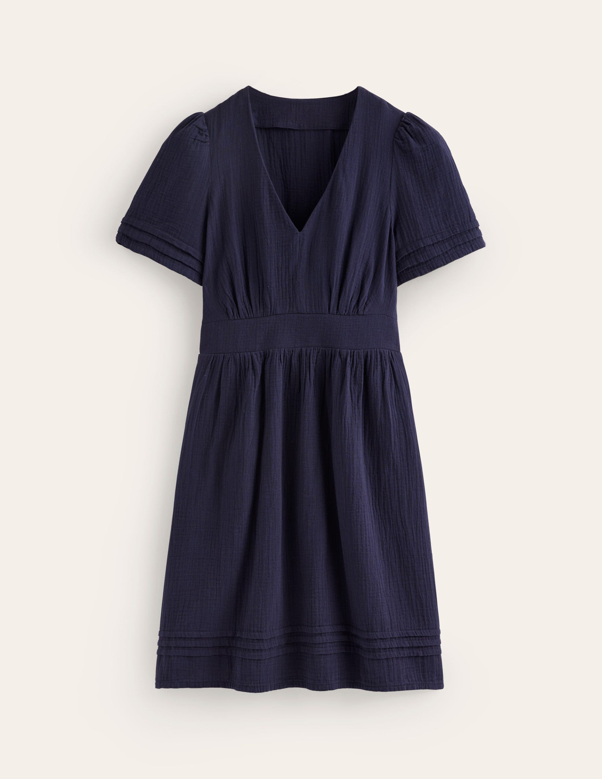 Eve Double Cloth Short Dress-Navy-5