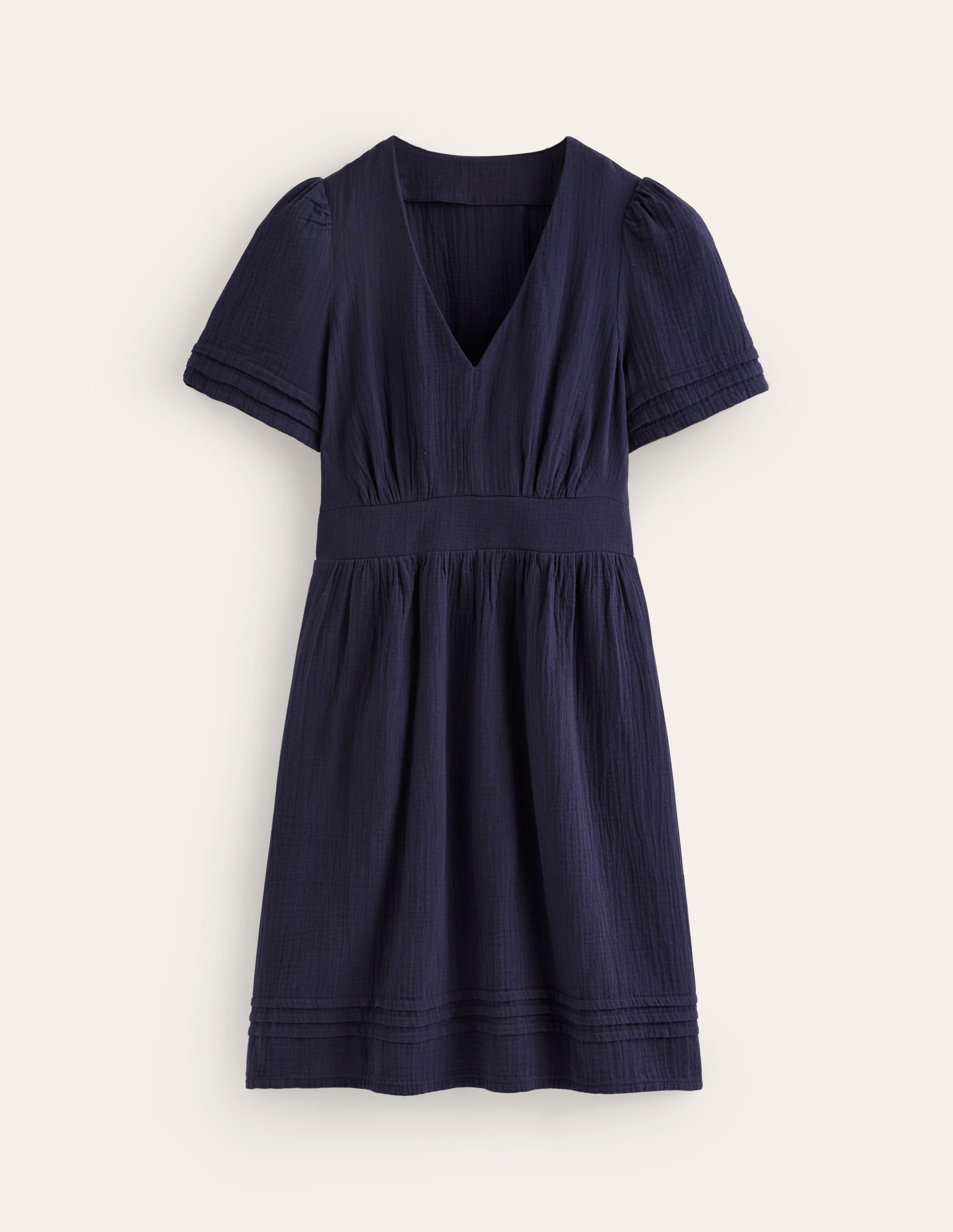 Eve Double Cloth Short Dress-Navy - Image 5
