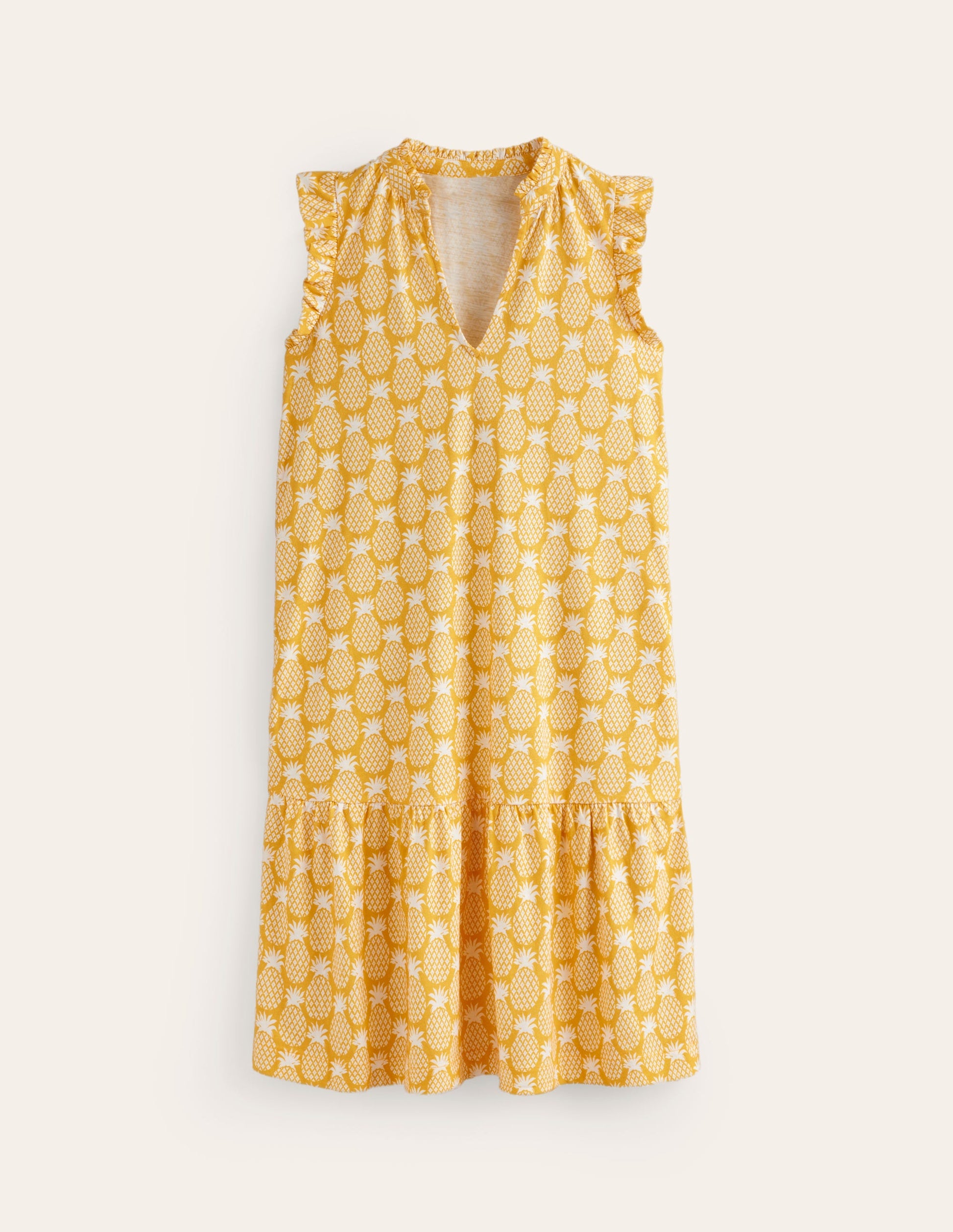 Daisy Jersey Short Tier Dress-Ceylon Yellow, Pineapple Geo-6