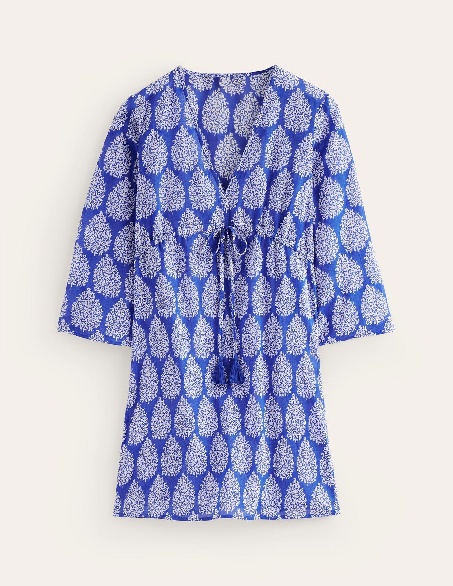 Cotton Beach Short Kaftan-Surf The Web, Floret Paisley