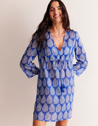 Cotton Beach Short Kaftan-Surf The Web, Floret Paisley-1