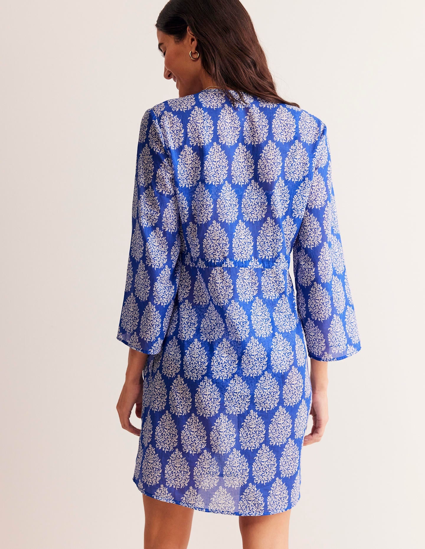 Cotton Beach Short Kaftan-Surf The Web, Floret Paisley