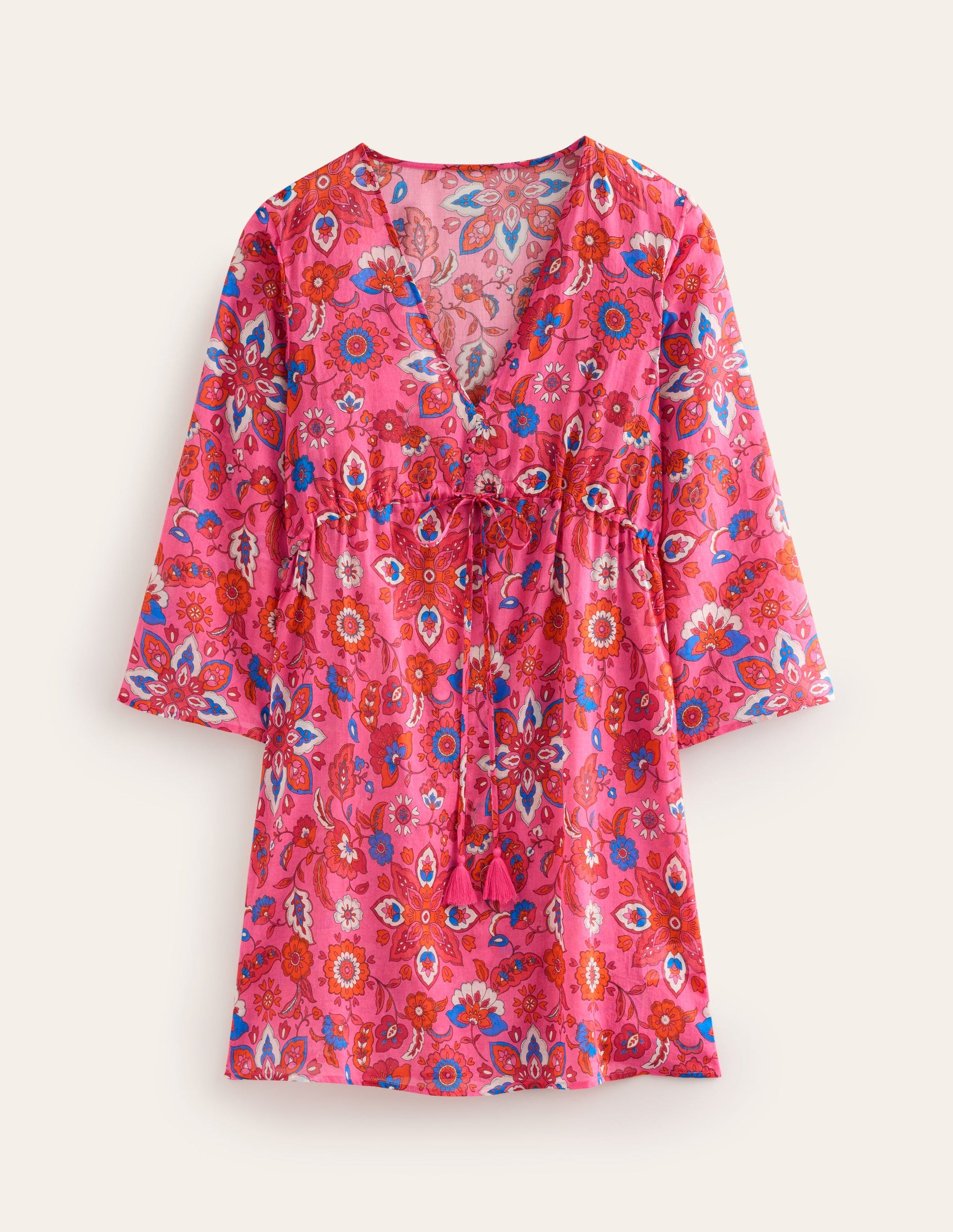 Cotton Beach Short Kaftan-Sangria Sunset, Botanical-6