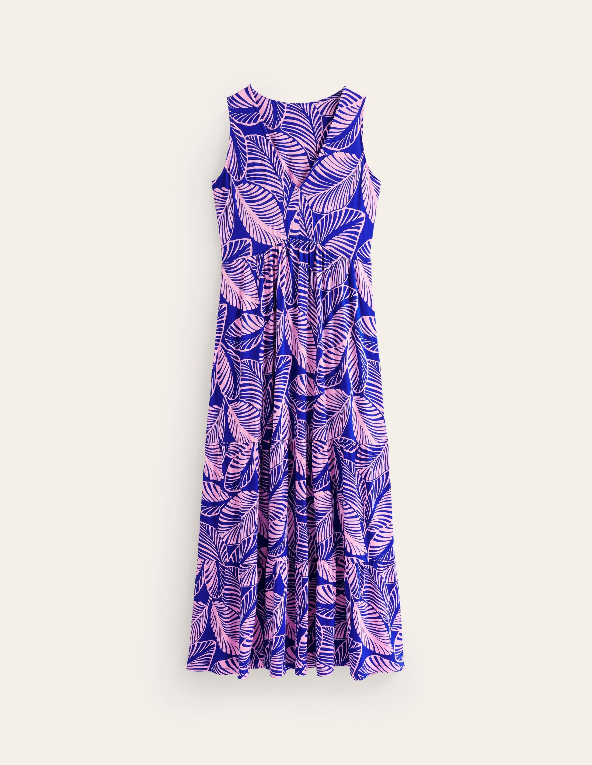 Sylvia Jersey Maxi Tier Dress-Surf The Web, Calathea Leaf-5
