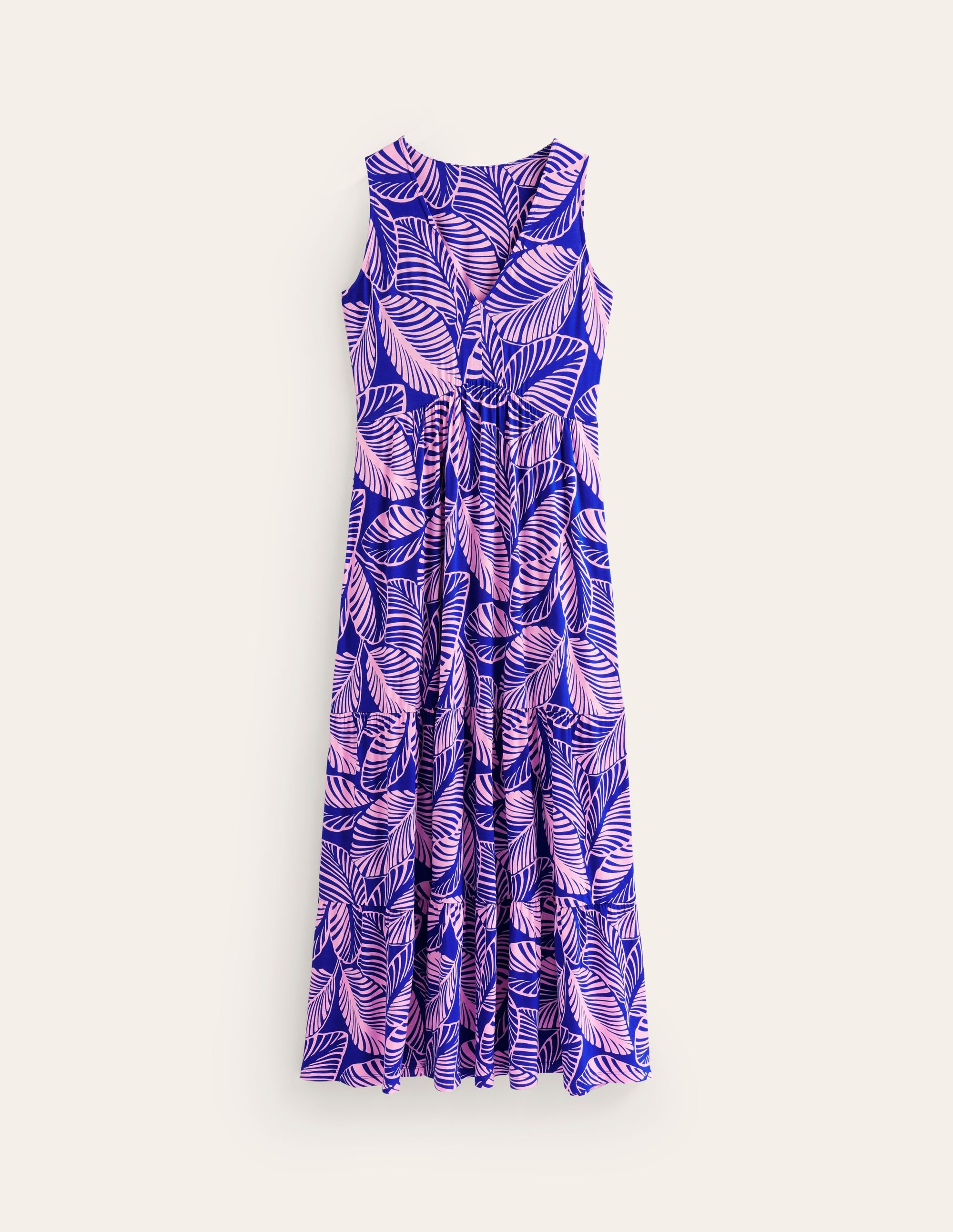 Sylvia Jersey Maxi Tier Dress-Surf The Web, Calathea Leaf - Image 5