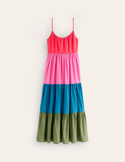 Trapeze Cotton Maxi Dress-Colourblock