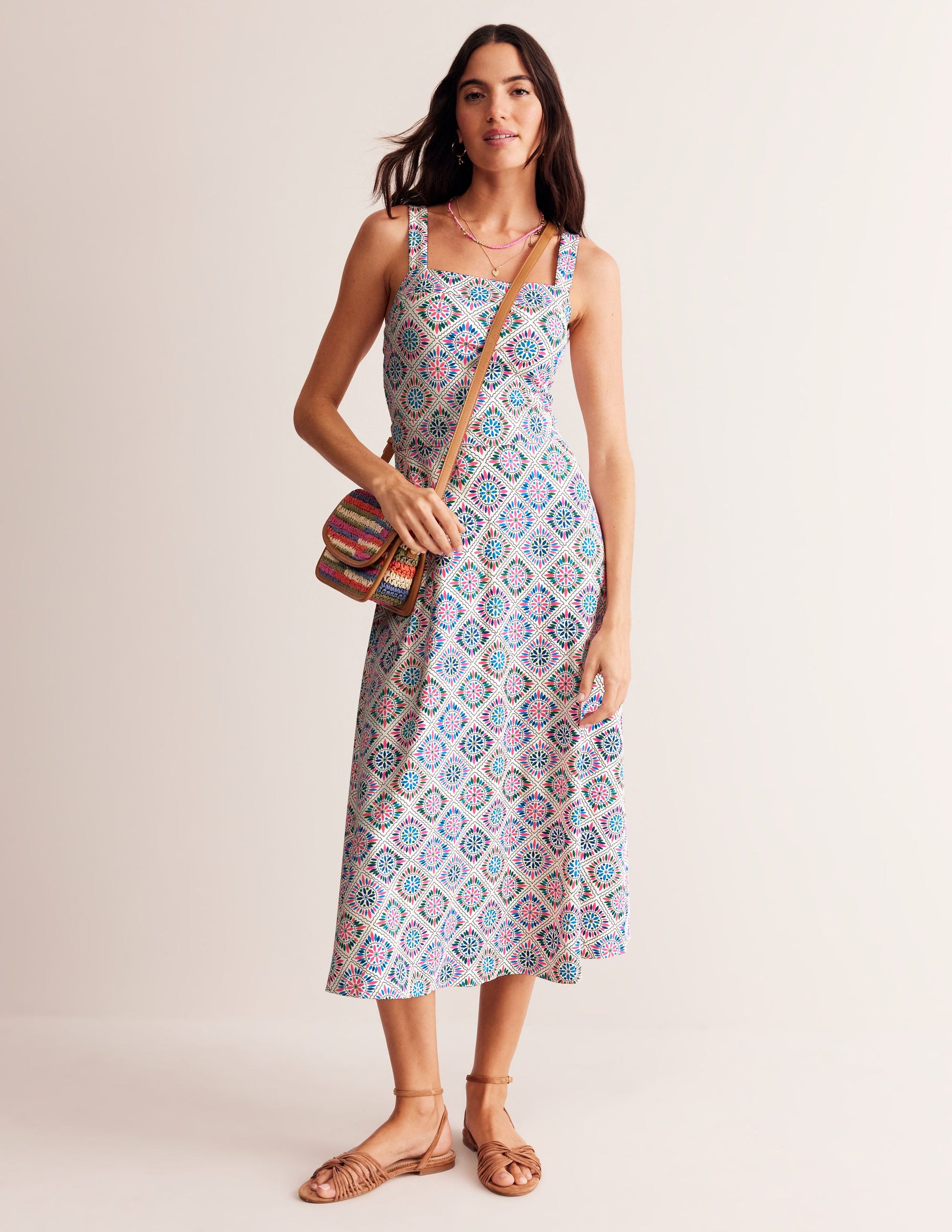 Bridget Ponte Midi Dress-Multi, Painterly Geo-2