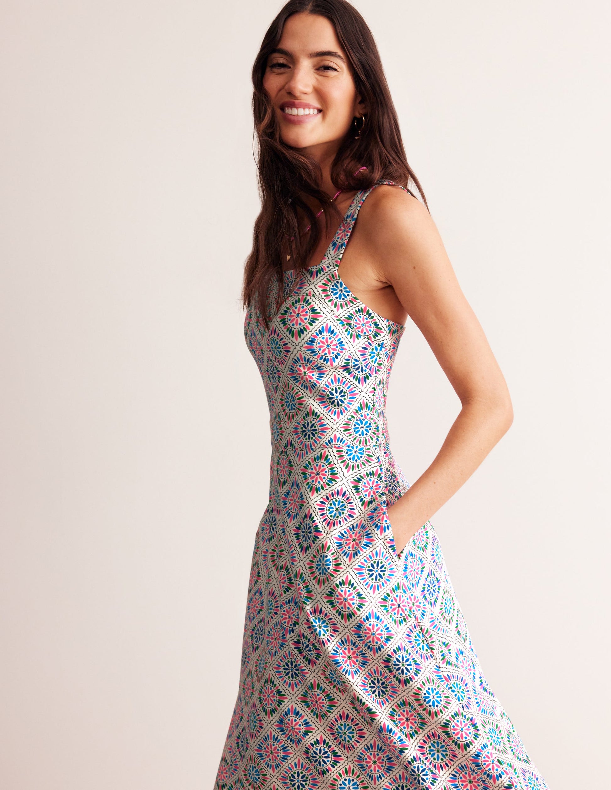 Bridget Ponte Midi Dress-Multi, Painterly Geo-3