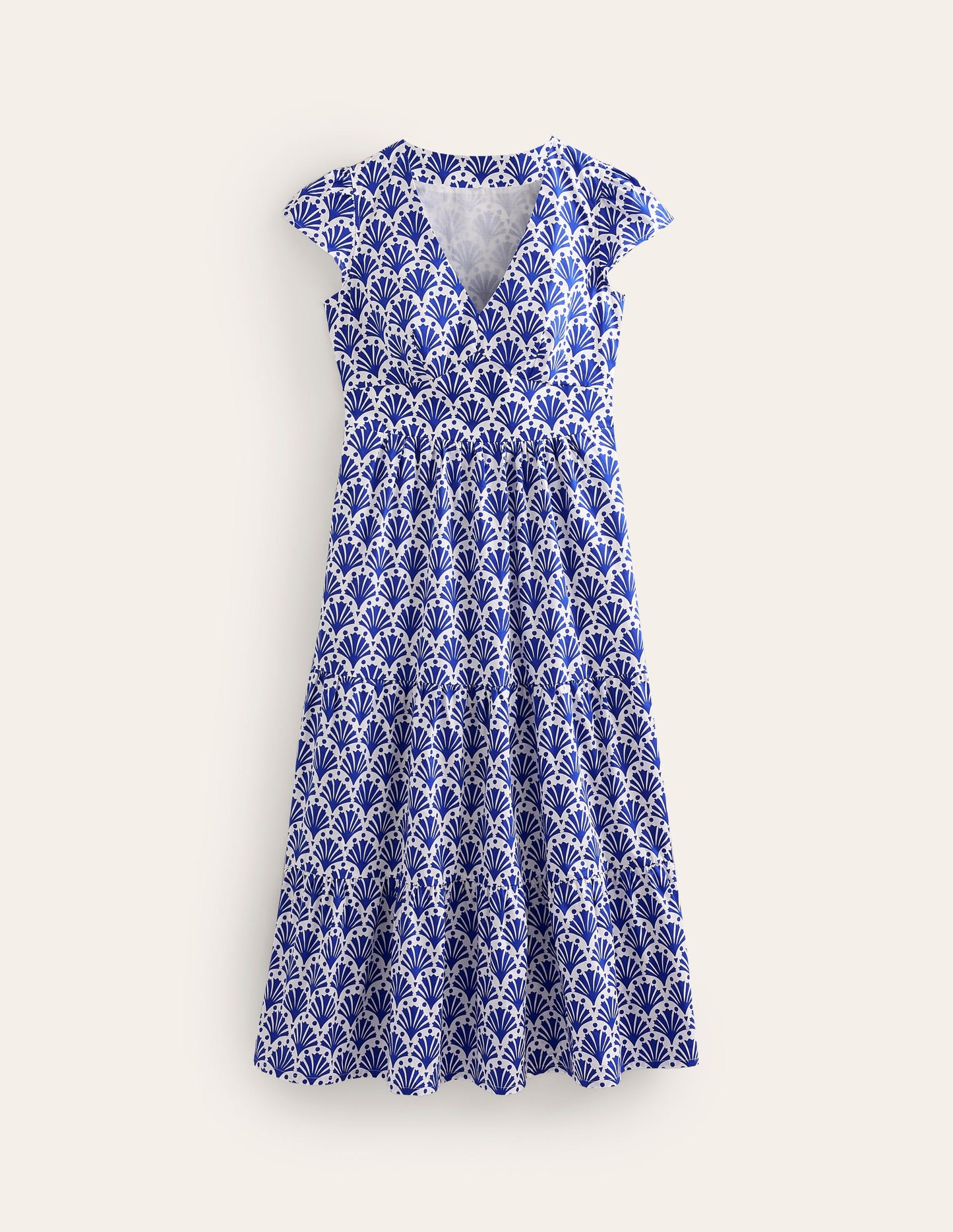 May Cotton Midi Tea Dress-Surf The Web, Shells