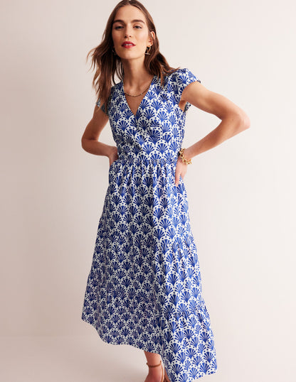 May Cotton Midi Tea Dress-Surf The Web, Shells