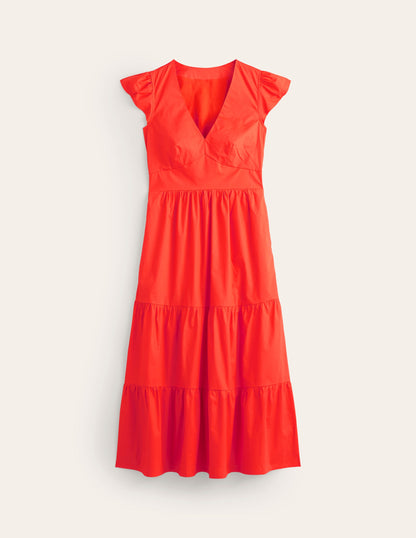 May Cotton Midi Tea Dress-Mandarin Orange