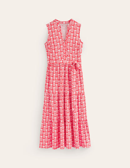 Naomi Notch Collar Maxi Dress-Hibiscus, Pineapple Geo-6