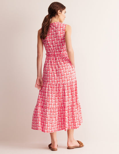 Naomi Notch Collar Maxi Dress-Hibiscus, Pineapple Geo-4