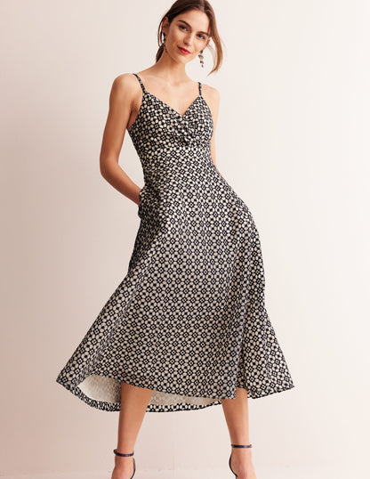 Organza Strappy Occasion Dress-Navy-4