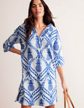 Hooded Towelling Short Kaftan-Surf the Web, Pineapple Wave