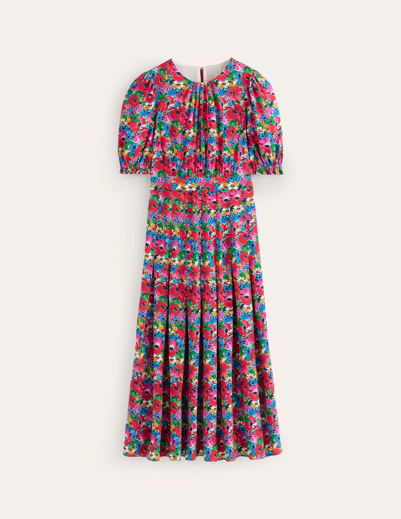 Liv Pleat Detail Midi Dress-Multi, Wild Poppy-6