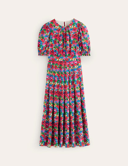 Liv Pleat Detail Midi Dress-Multi, Wild Poppy-6