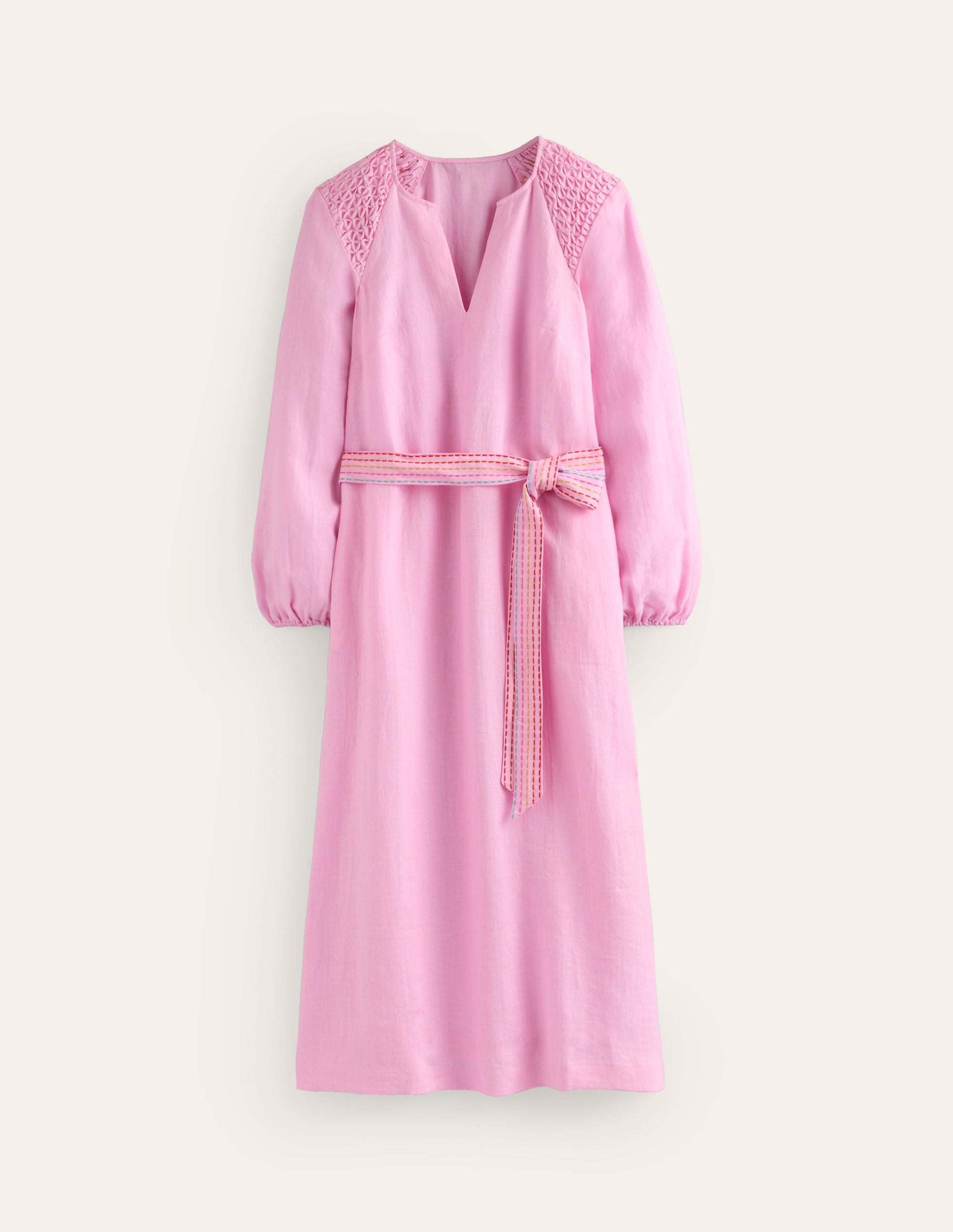 Linen Midi Smocked Dress-Sweet Lilac-5
