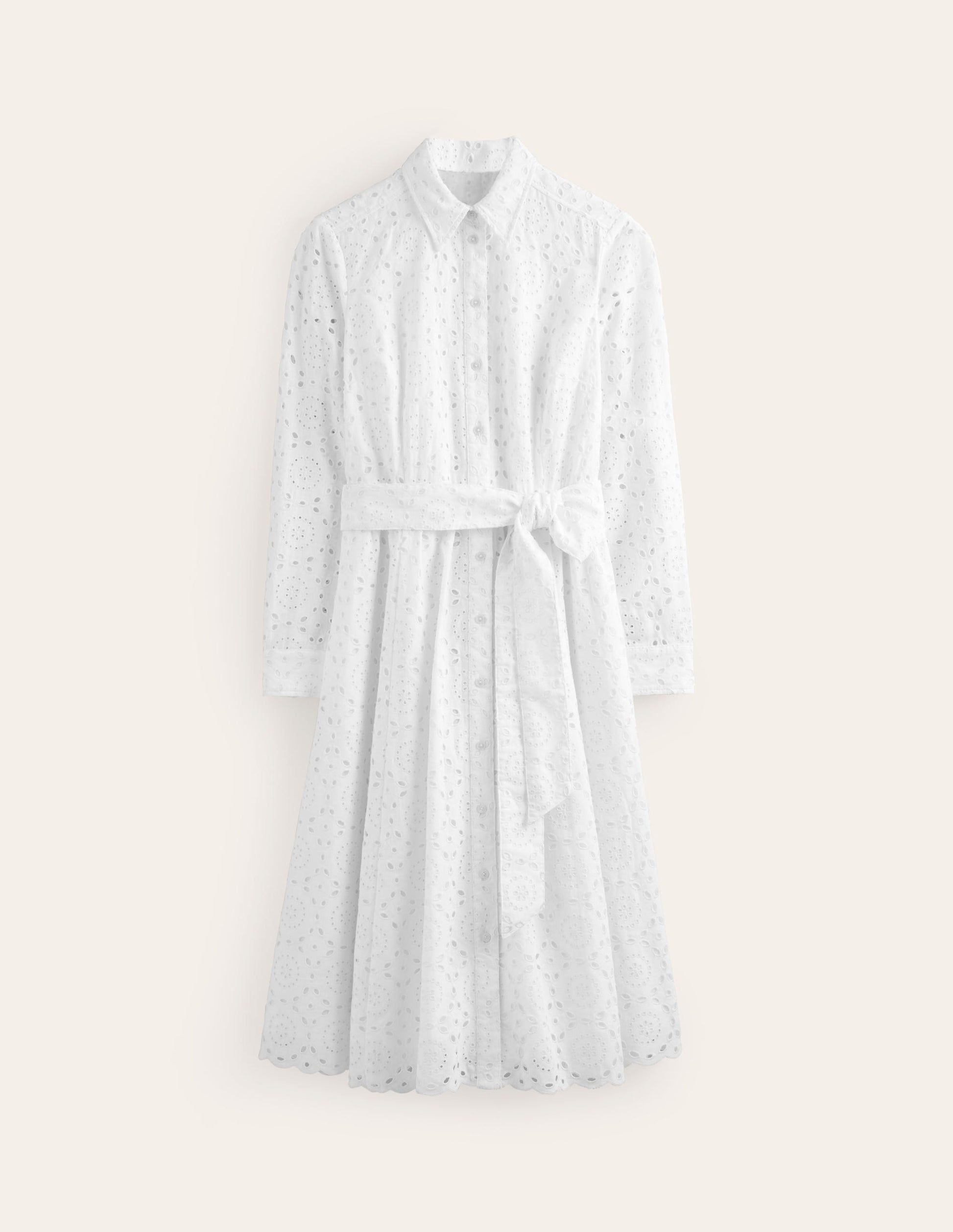 Kate Broderie Midi Shirt Dress-White-6