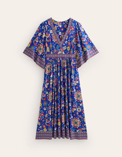 Maya Kimono Jersey Maxi Dress-Surf the Web, Botanical Sprig