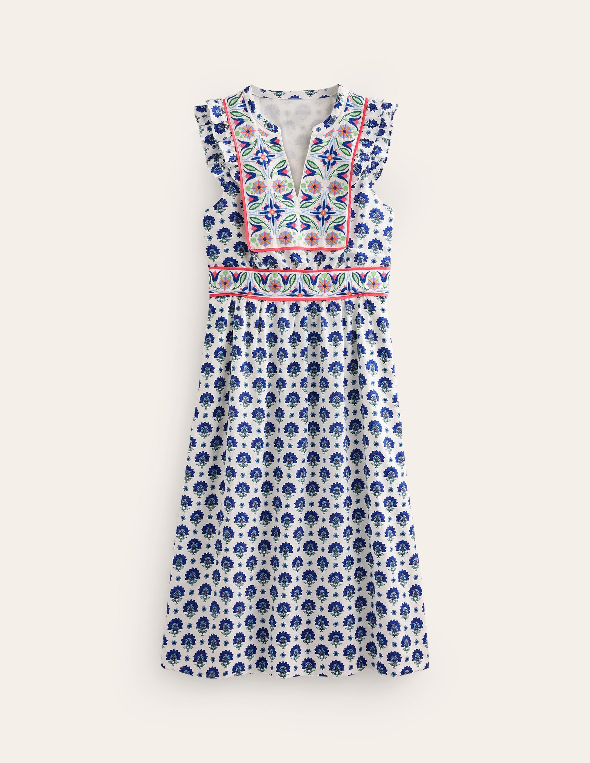 Frill Embroidered Midi Dress-Surf The Web, Passion Geo-5