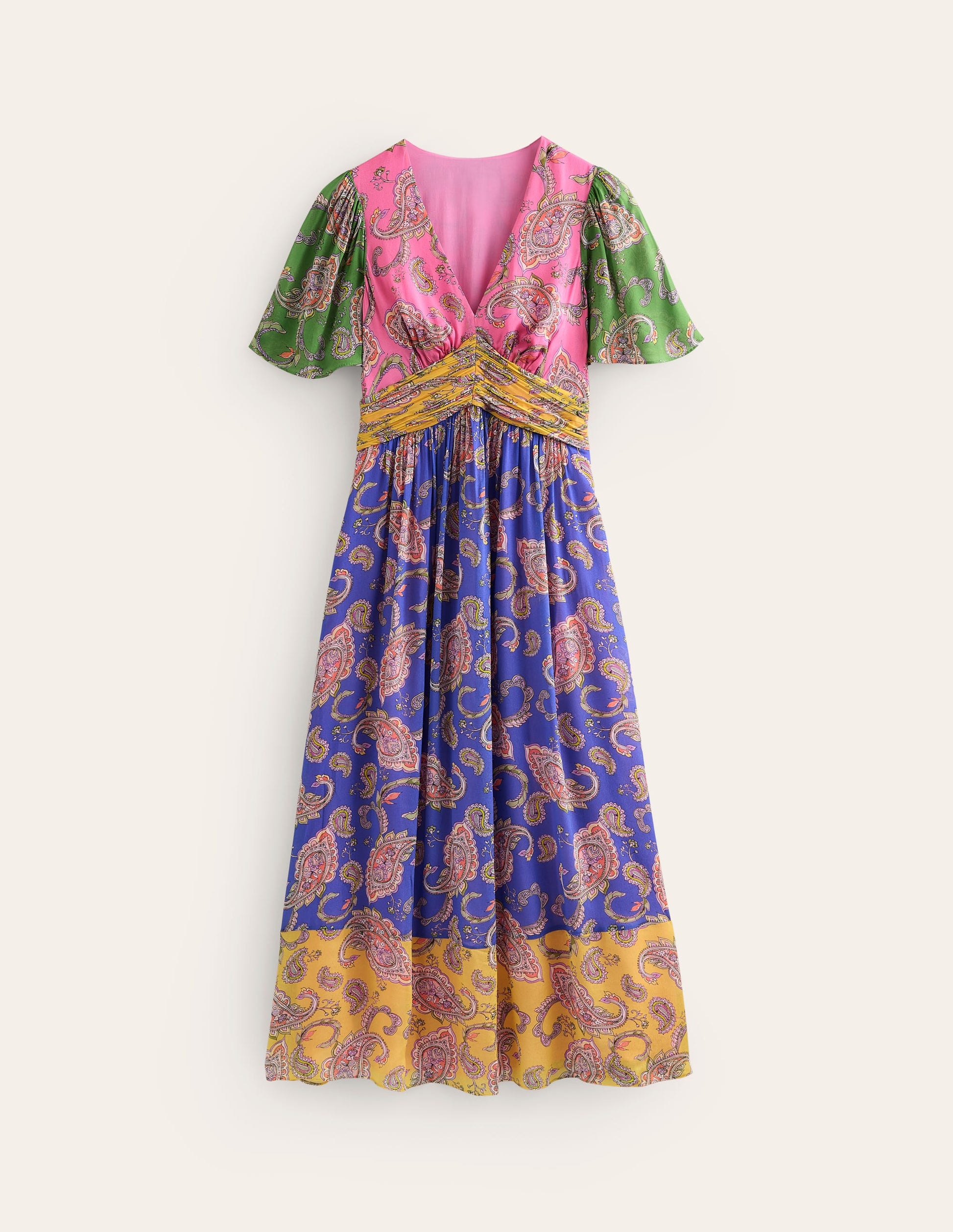 Empire Ruched Maxi Dress-Cashmere Rose, Wild Paisley-6