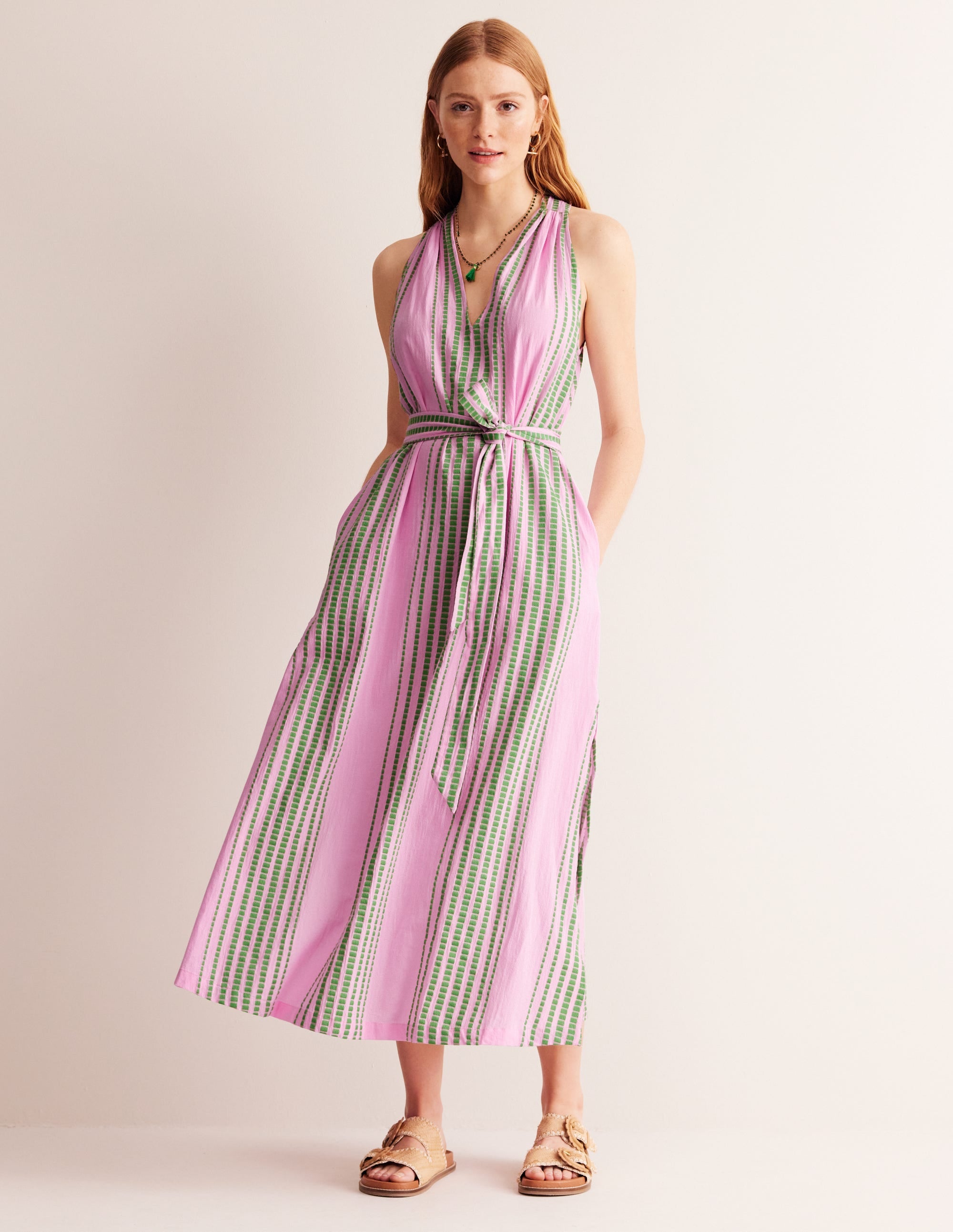 Jacquard Beach Dress-Green and Pink Jacquard - Image 1